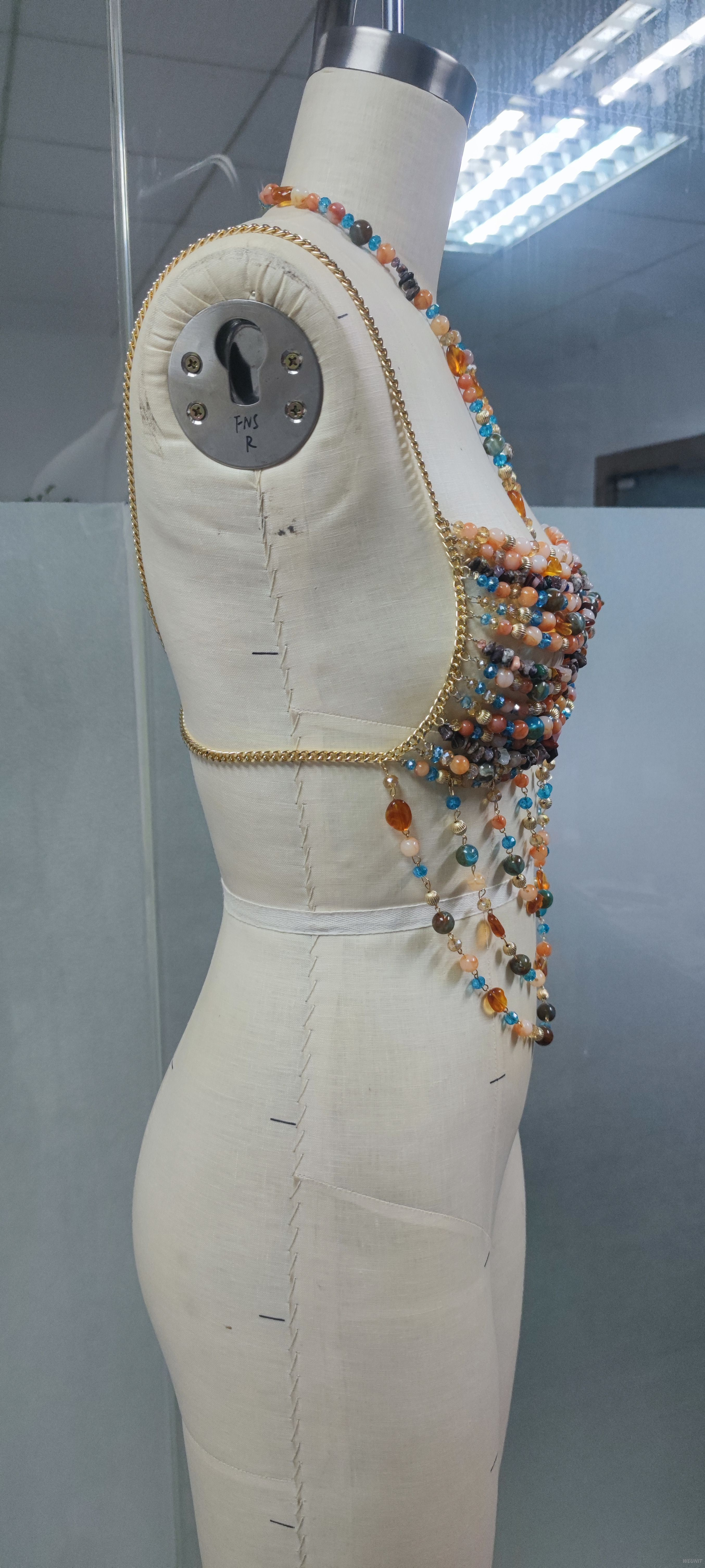 Colorful Beaded Body Chain Crop Top