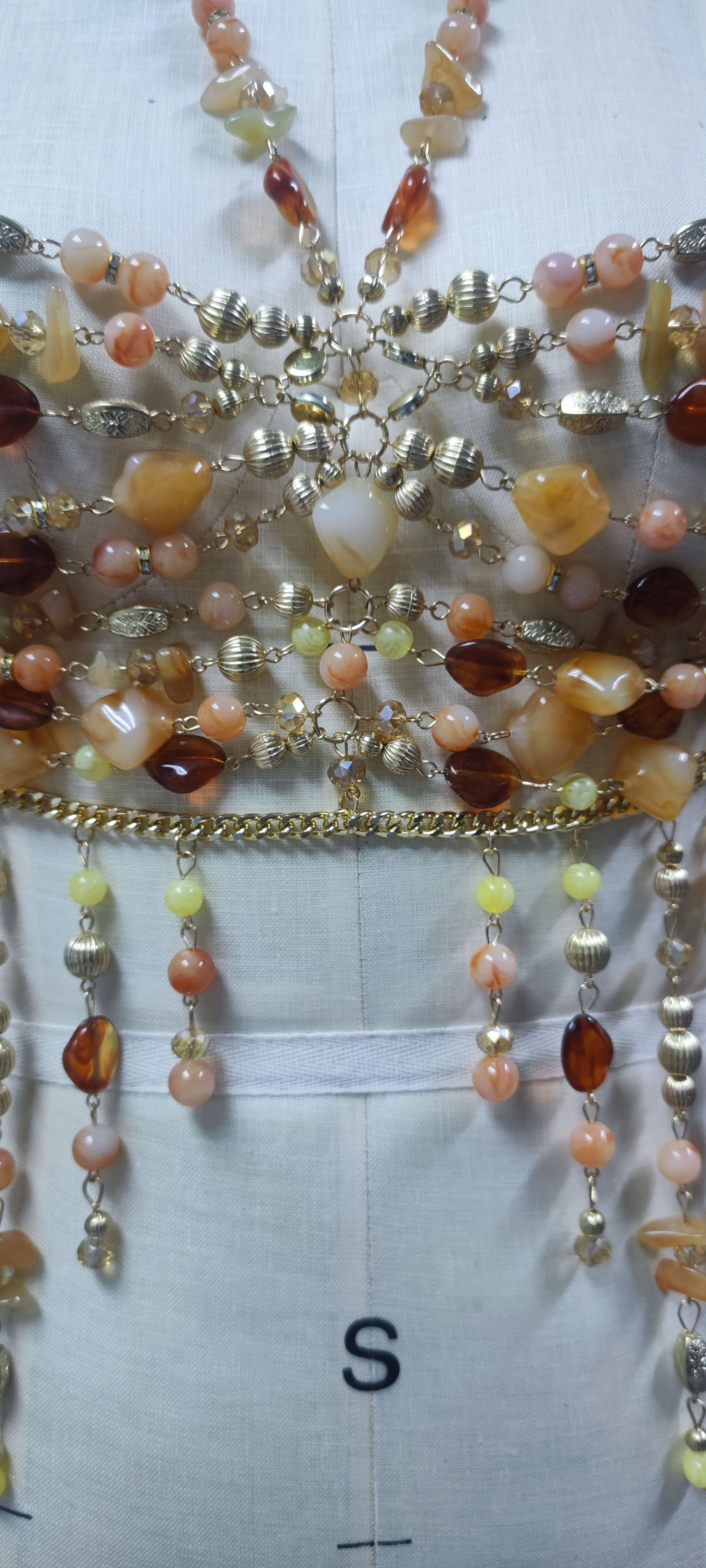 Colorful Beaded Body Chain Crop Top