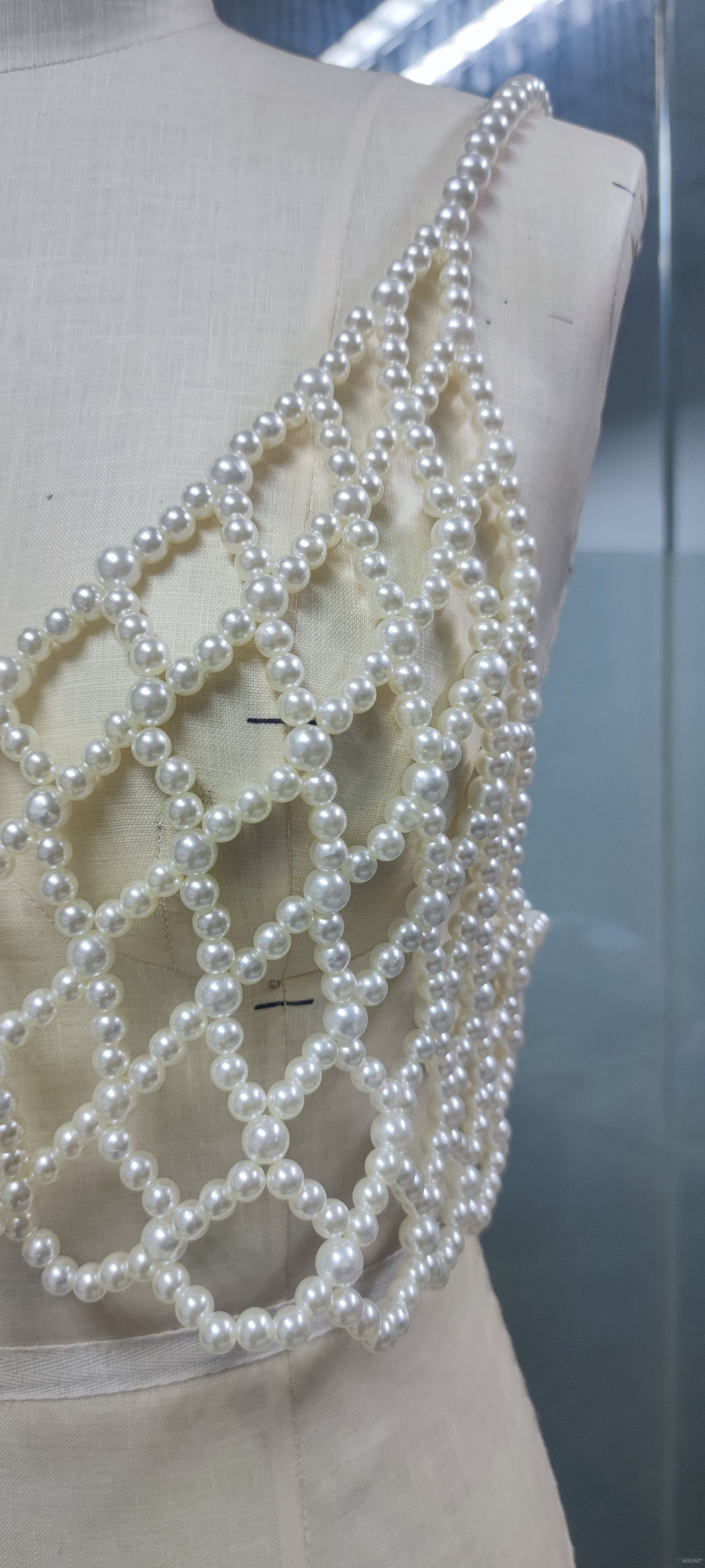 Exquisite Pearl-Embroidered Crochet Crop Top HANDMADE
