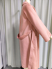 Pink Belted Wool - Blend Wrap Coat with Pockets