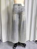 High-Waisted Wide-Leg Distressed Denim Jeans