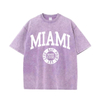 Women'S Cotton Washed T-Shirts Trend O-Neck Distressed Tee Shirts Miami Usa Printed Short Sleeve Summer Street Female Clothes