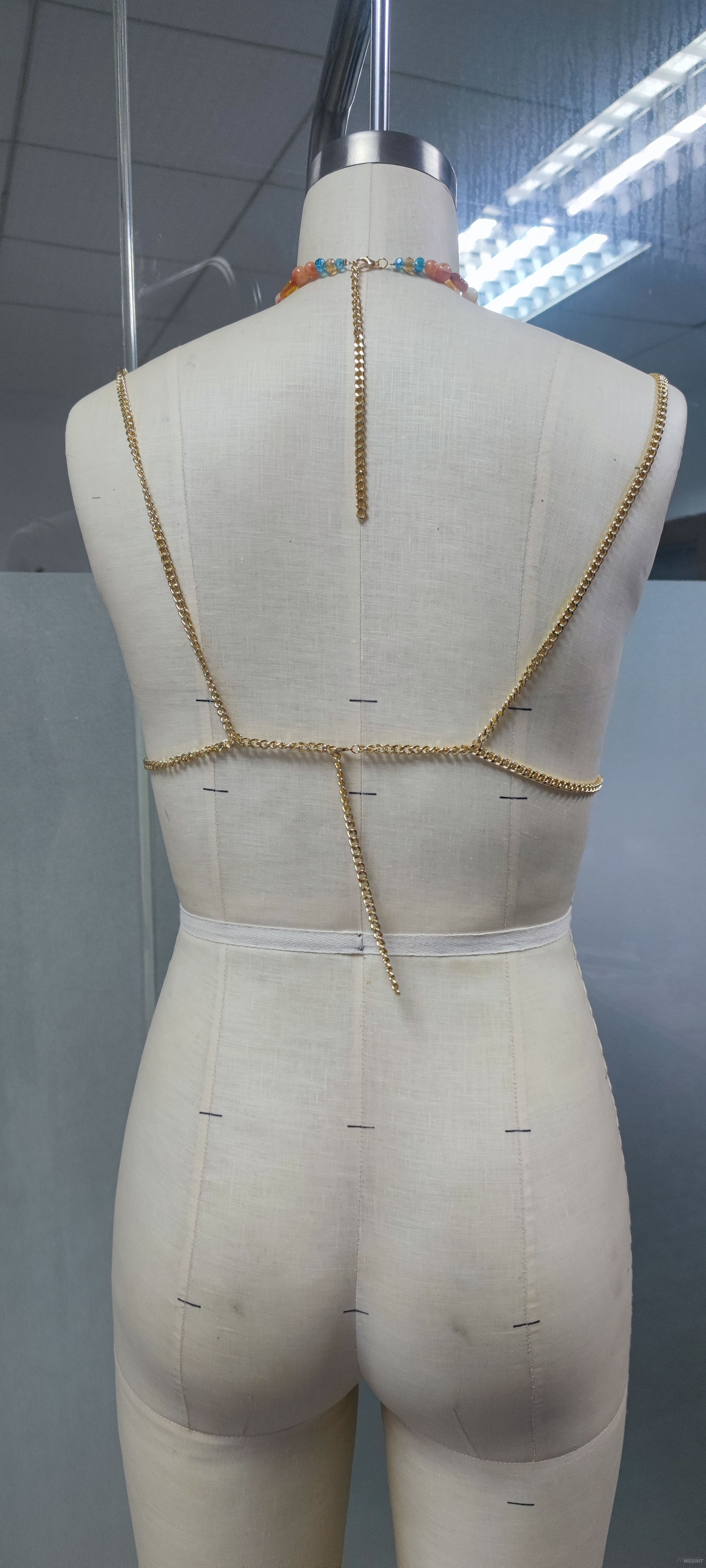 Colorful Beaded Body Chain Crop Top