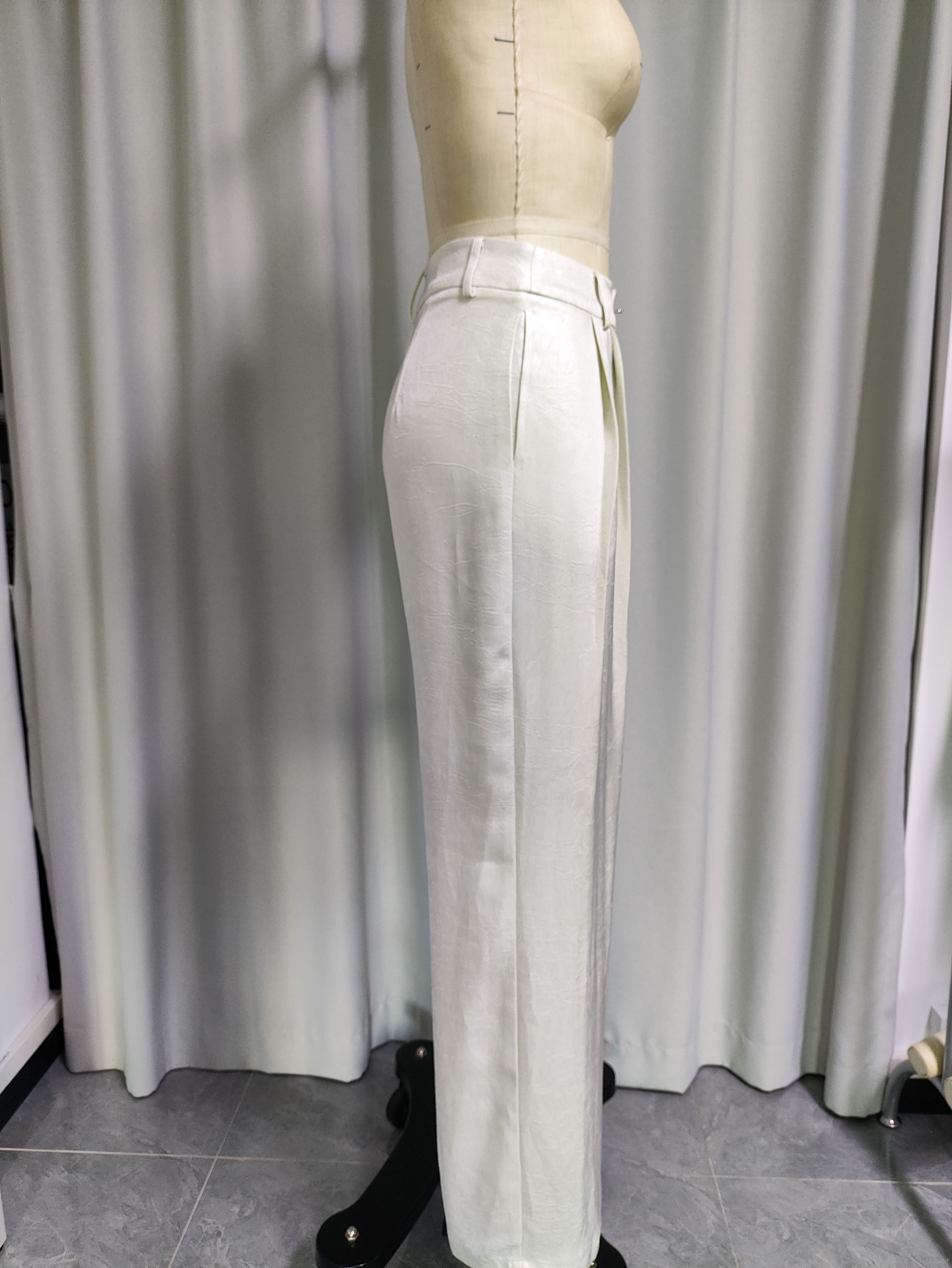 High-Waisted Ivory Wide-Leg Trousers for Women