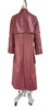 Women's Burgundy Faux Leather Trench Coat with Double - Breasted Design
