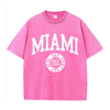 Women'S Cotton Washed T-Shirts Trend O-Neck Distressed Tee Shirts Miami Usa Printed Short Sleeve Summer Street Female Clothes