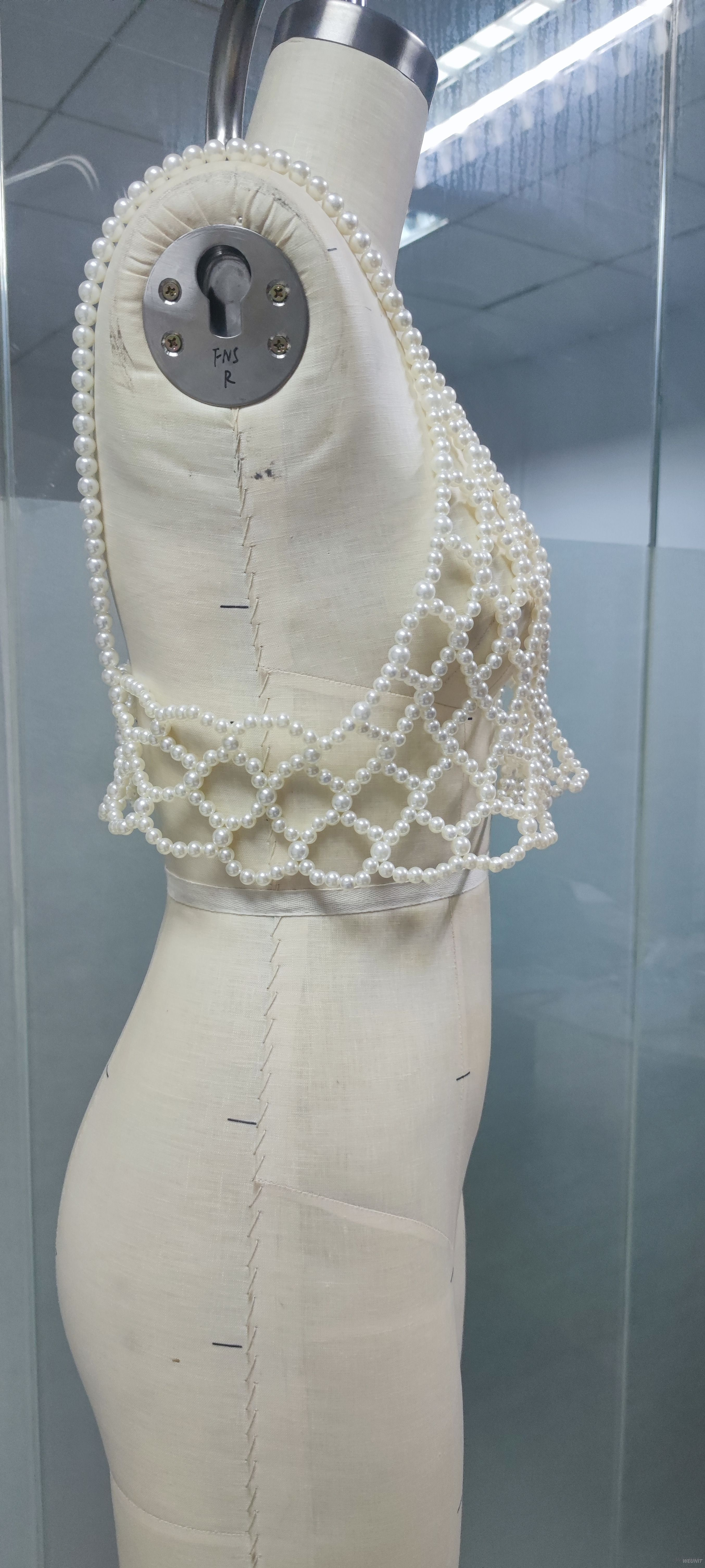 Exquisite Pearl-Embroidered Crochet Crop Top HANDMADE