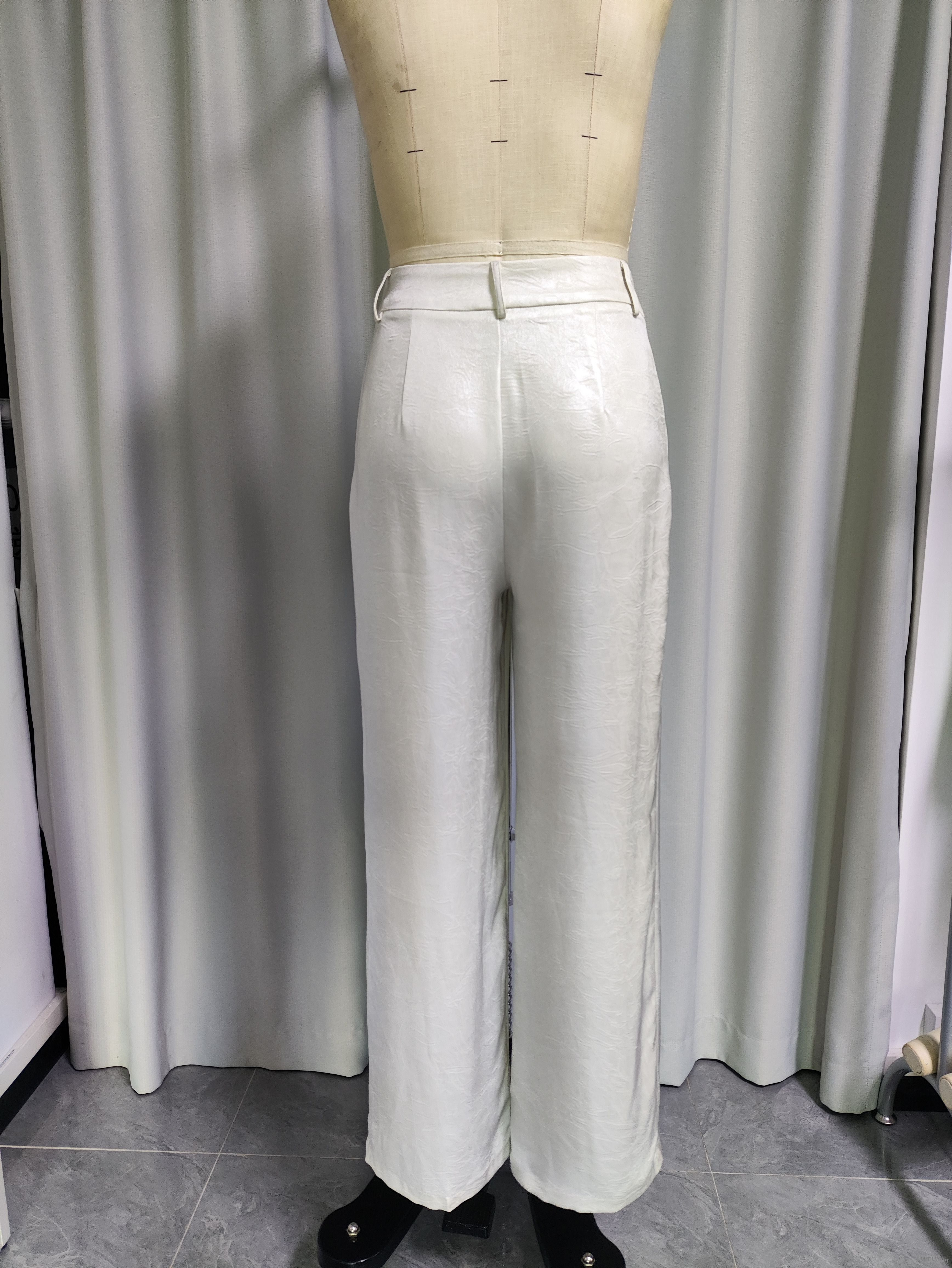 High-Waisted Ivory Wide-Leg Trousers for Women