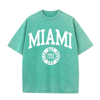Women'S Cotton Washed T-Shirts Trend O-Neck Distressed Tee Shirts Miami Usa Printed Short Sleeve Summer Street Female Clothes