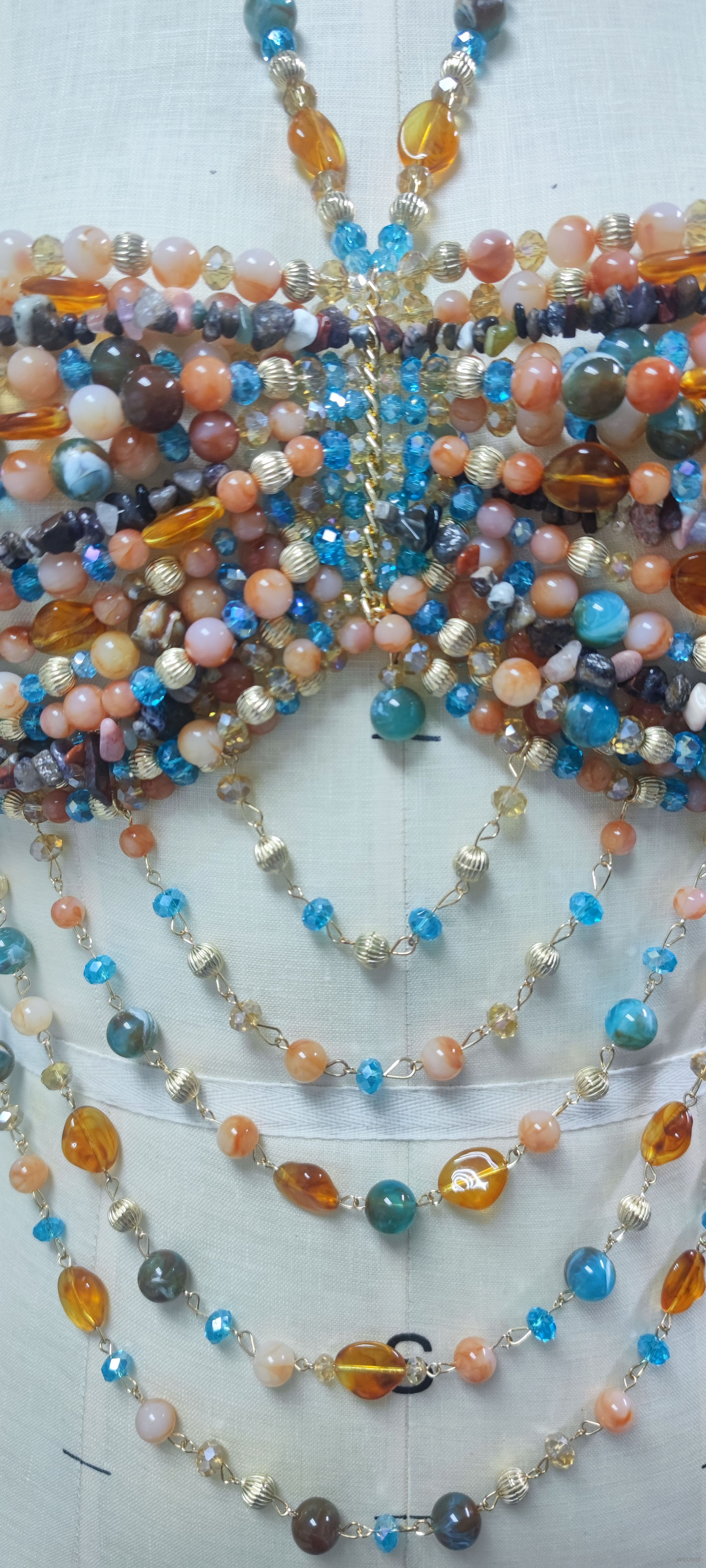Colorful Beaded Body Chain Crop Top