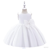 Satin Flower Girl Dress with Gold Bow-Back Elegance