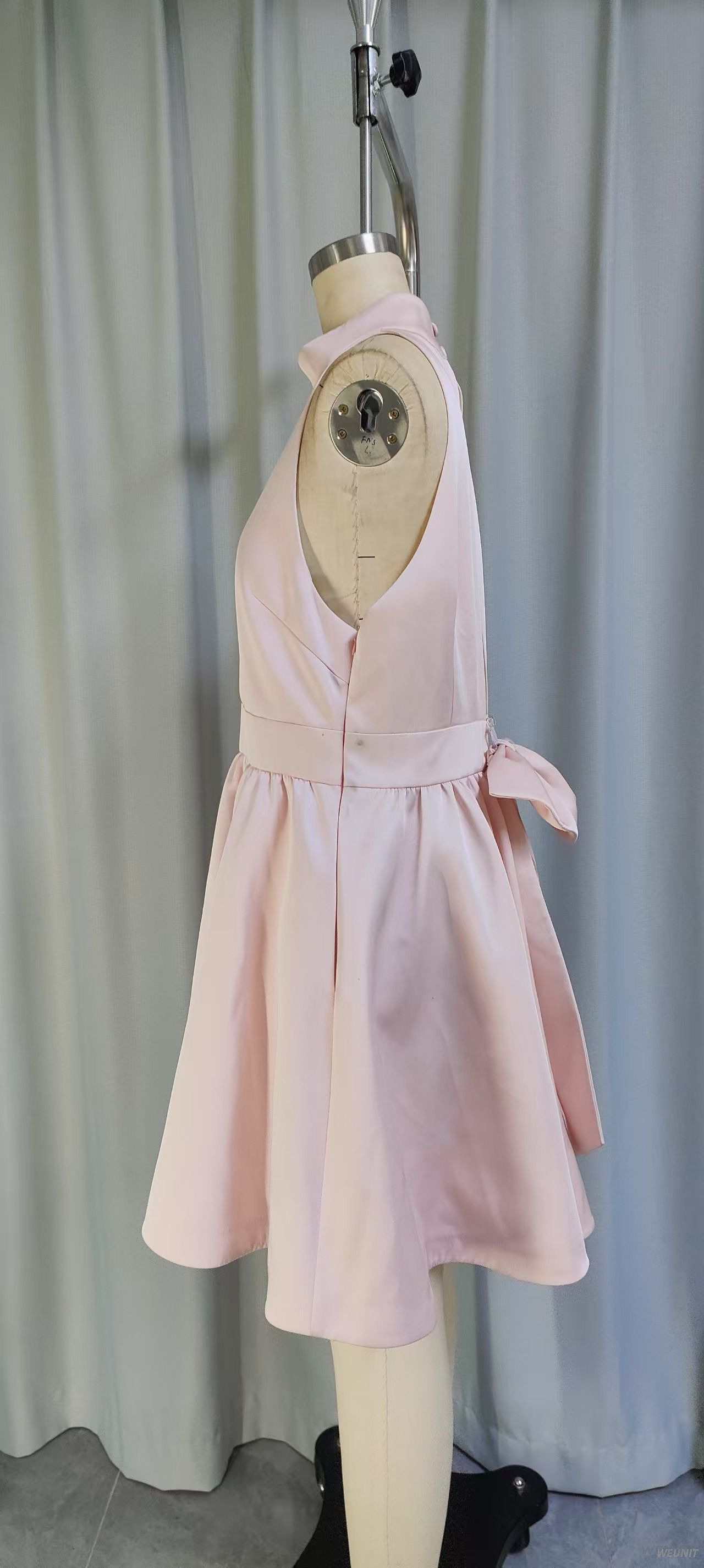 Pink Halter Neck A-line Mini Dress