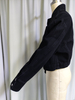 Black Cropped Denim Jacket with Button - Up Pockets