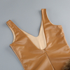 Vintage-Inspired Faux Leather Bodysuit with Fluffy Fur