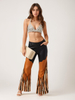 Ladies PU Jeans with fashion leg opening