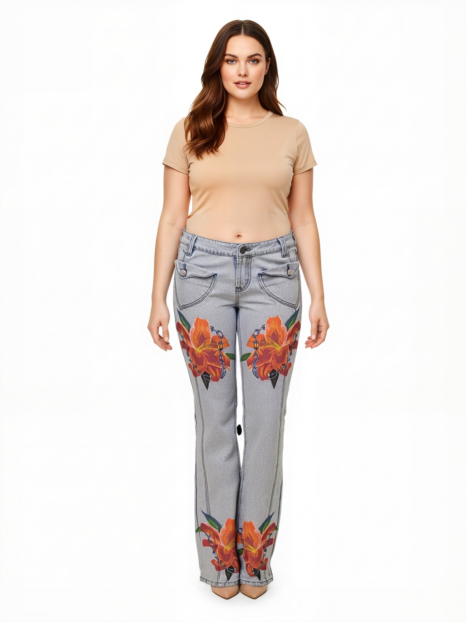 Ladies Jeans with flower printing