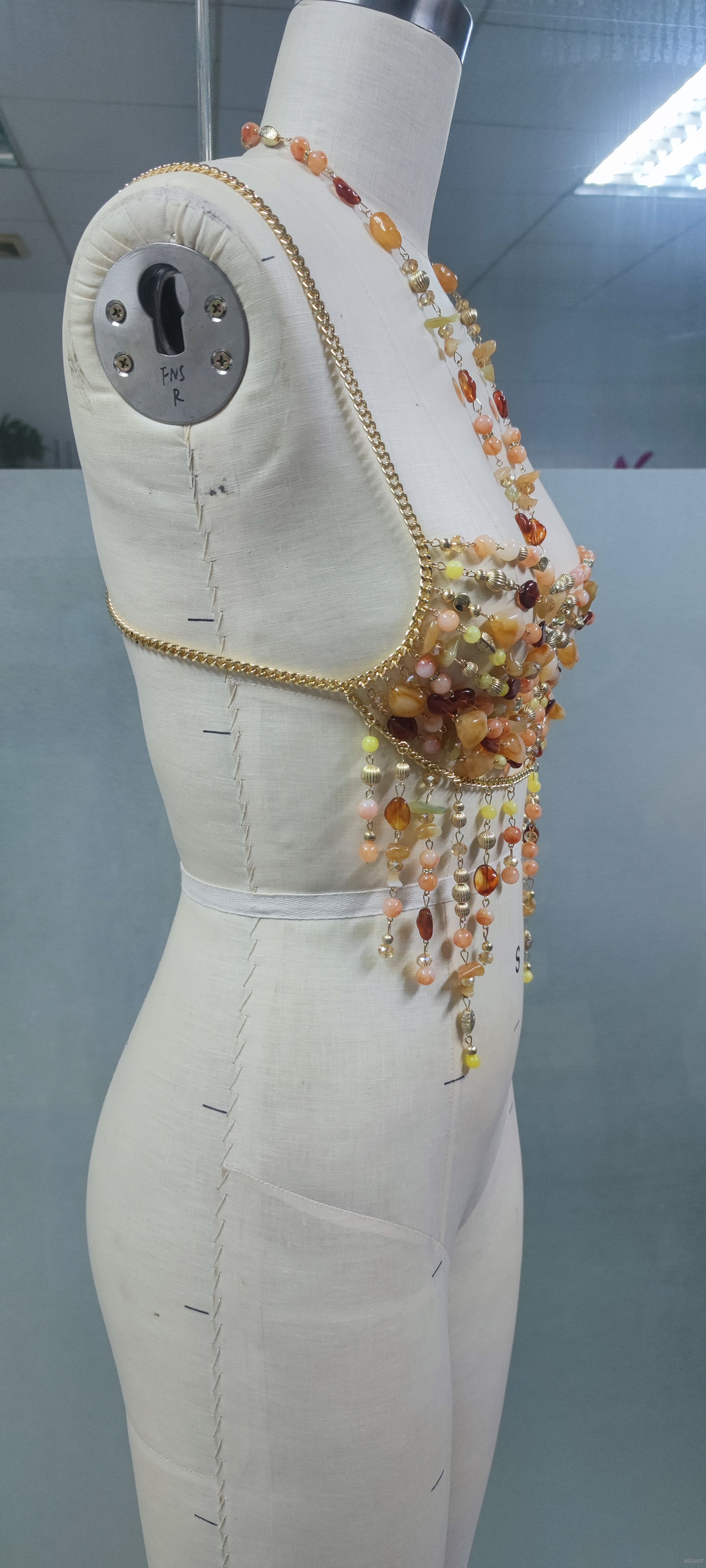 Colorful Beaded Body Chain Crop Top