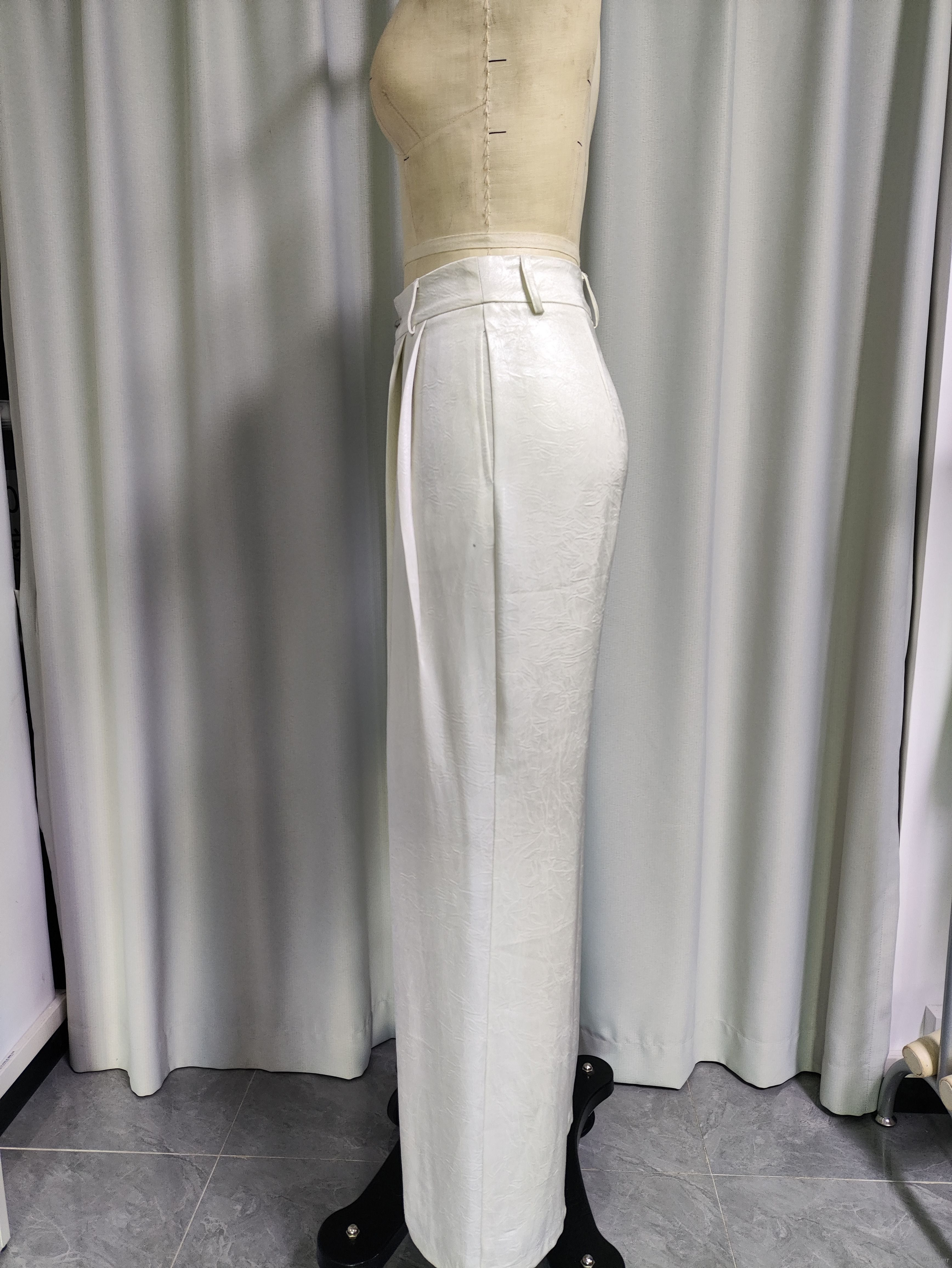 High-Waisted Ivory Wide-Leg Trousers for Women
