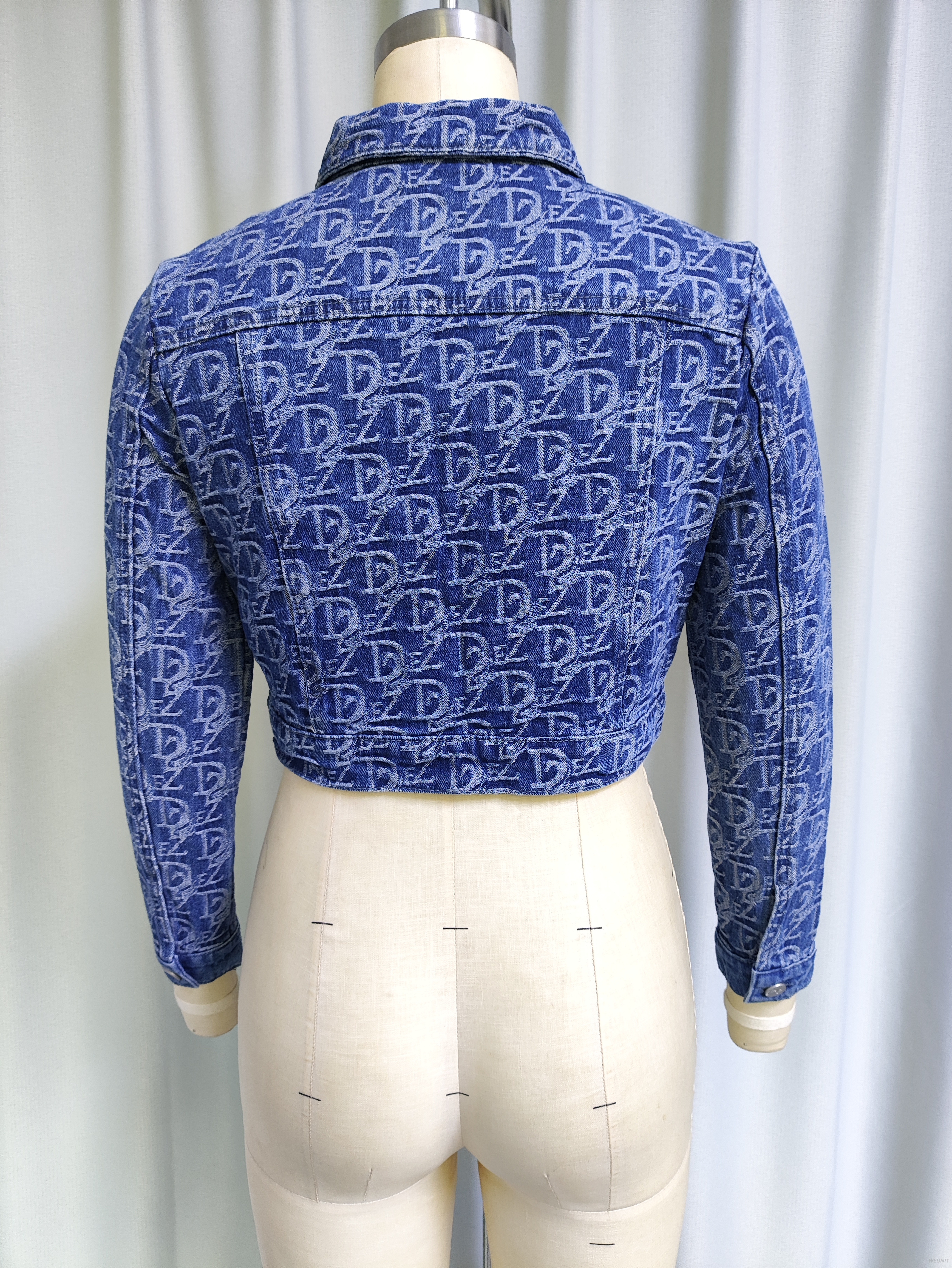 Embroidered Monogram Denim Crop Jacket
