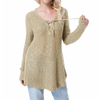 Lace V Neck Sweater For Women Casual Pullovers Long Sleeve Slim Tops Chic Style Clothes Base Female Knitwear Autumn Winter 2025