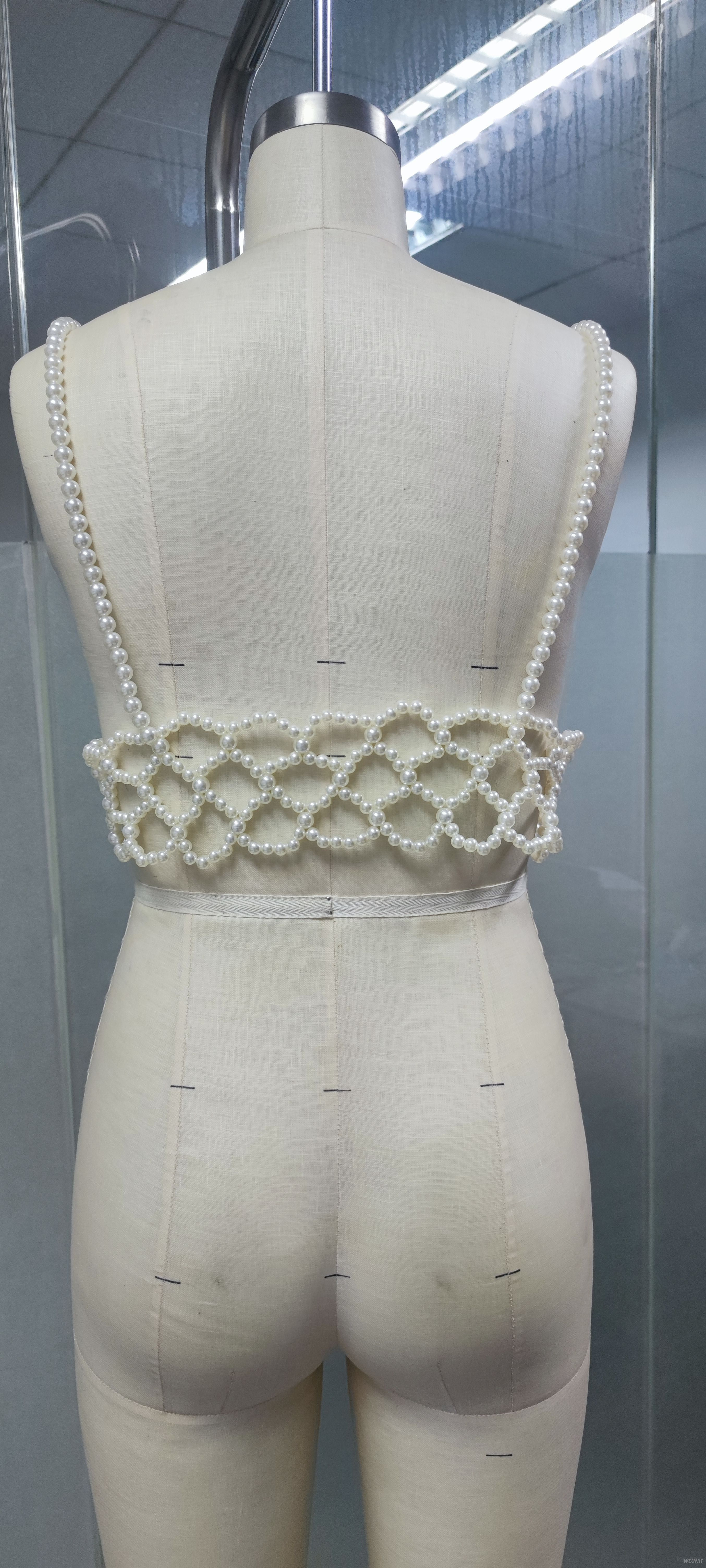 Exquisite Pearl-Embroidered Crochet Crop Top HANDMADE