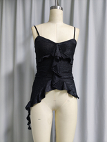 Sequin Ruffled Asymmetric Cami Top for Women