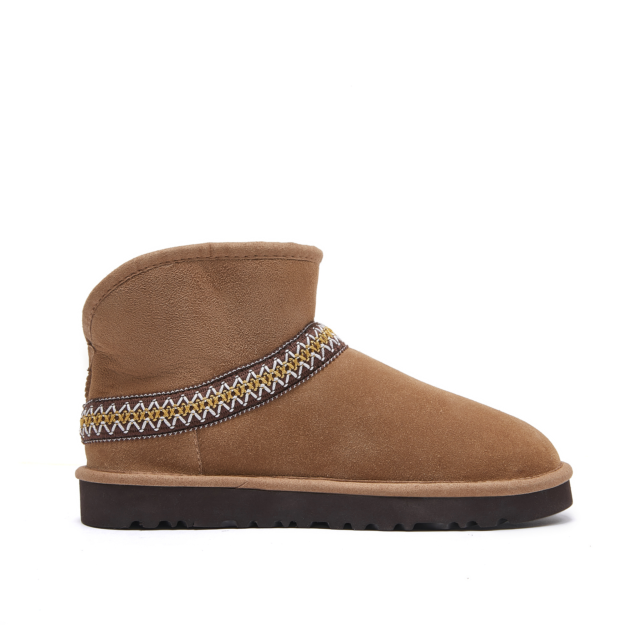 Embroidered Fleece - Lined Ankle Snow Boots