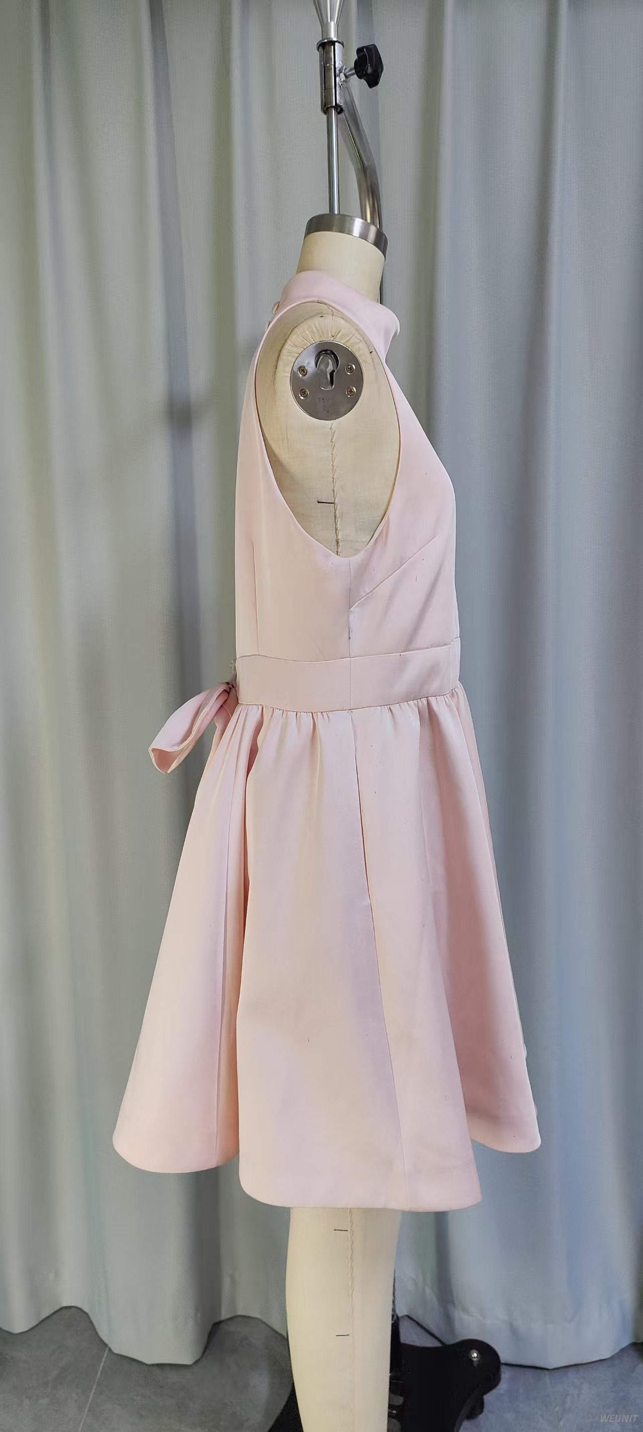 Pink Halter Neck A-line Mini Dress