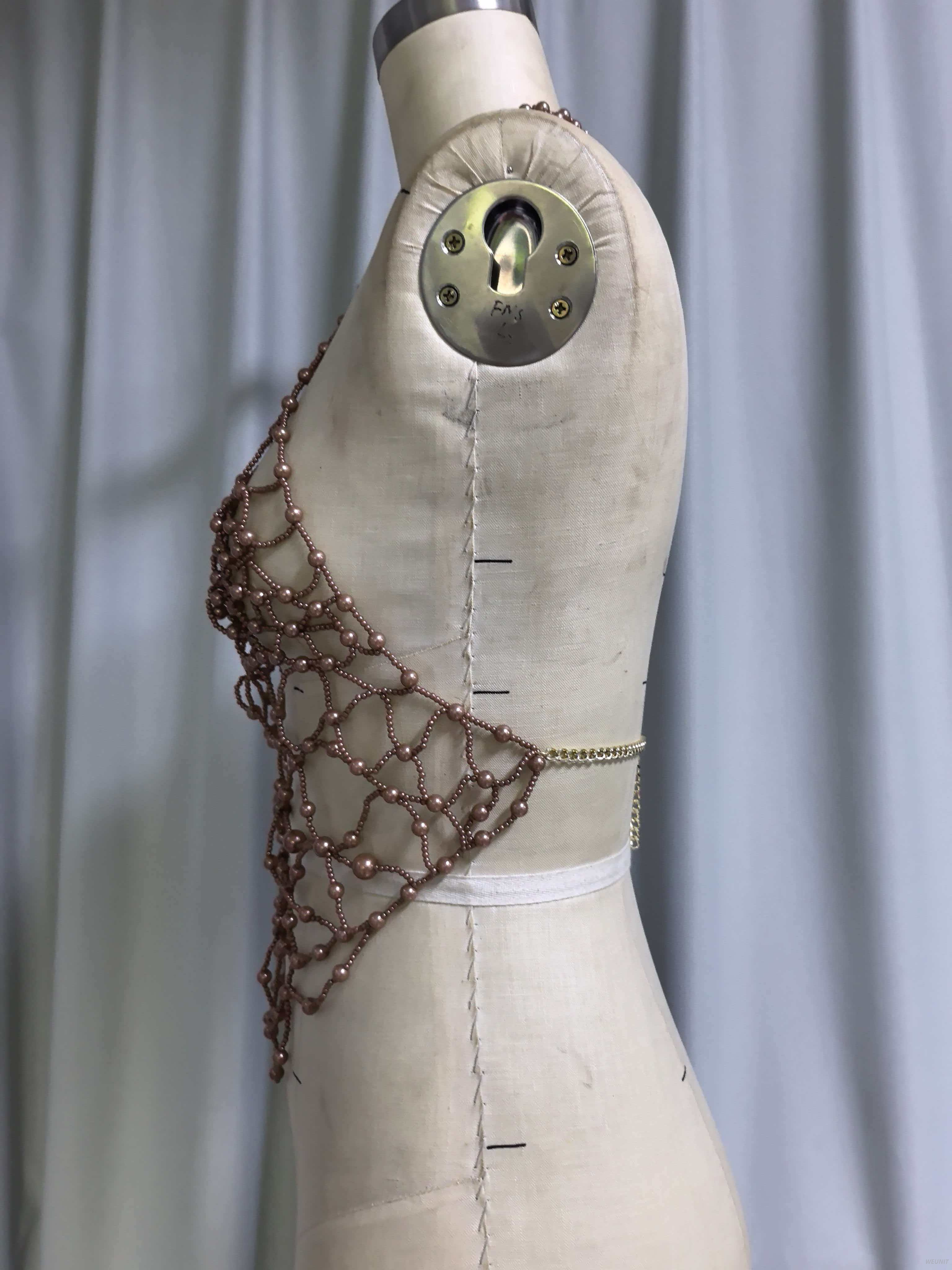 Beaded Net Halter Top