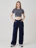 High-Waisted Cargo Denim Wide-leg Pants