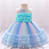Satin Flower Girl Dress with Gold Bow-Back Elegance