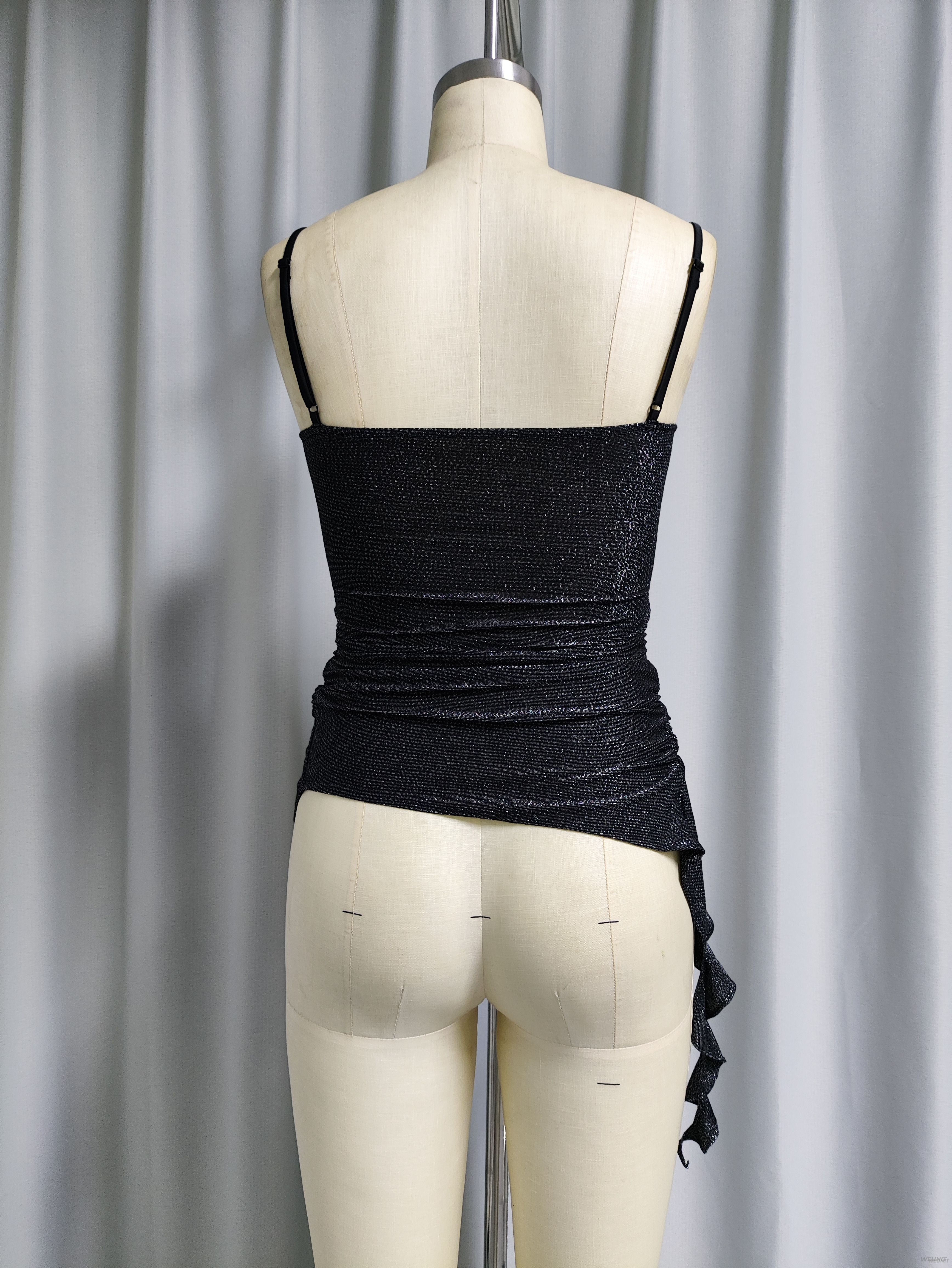Sequin Ruffled Asymmetric Cami Top for Women