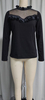 Women's Black Mesh Ruffled Long-Sleeve Top