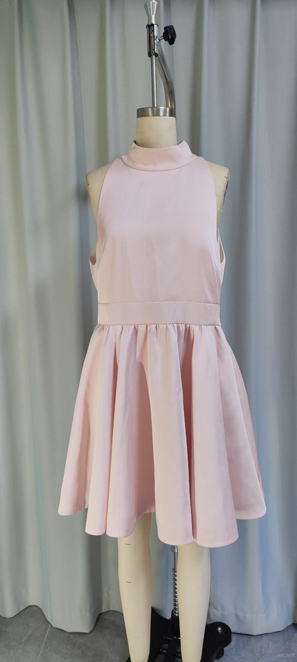 Pink Halter Neck A-line Mini Dress
