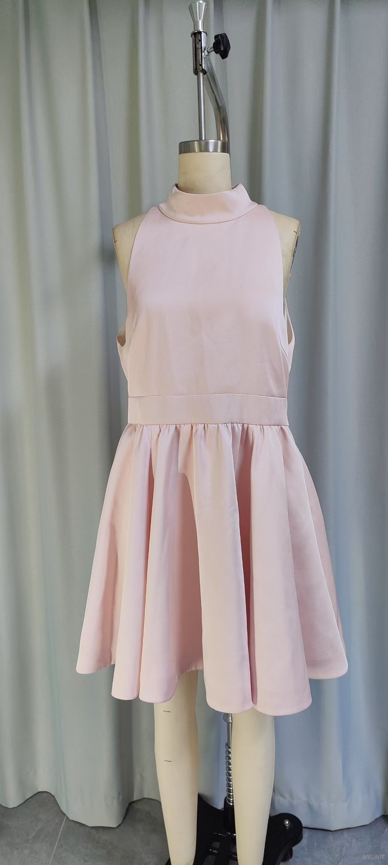 Pink Halter Neck A-line Mini Dress