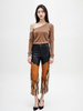 Ladies PU Jeans with fashion leg opening