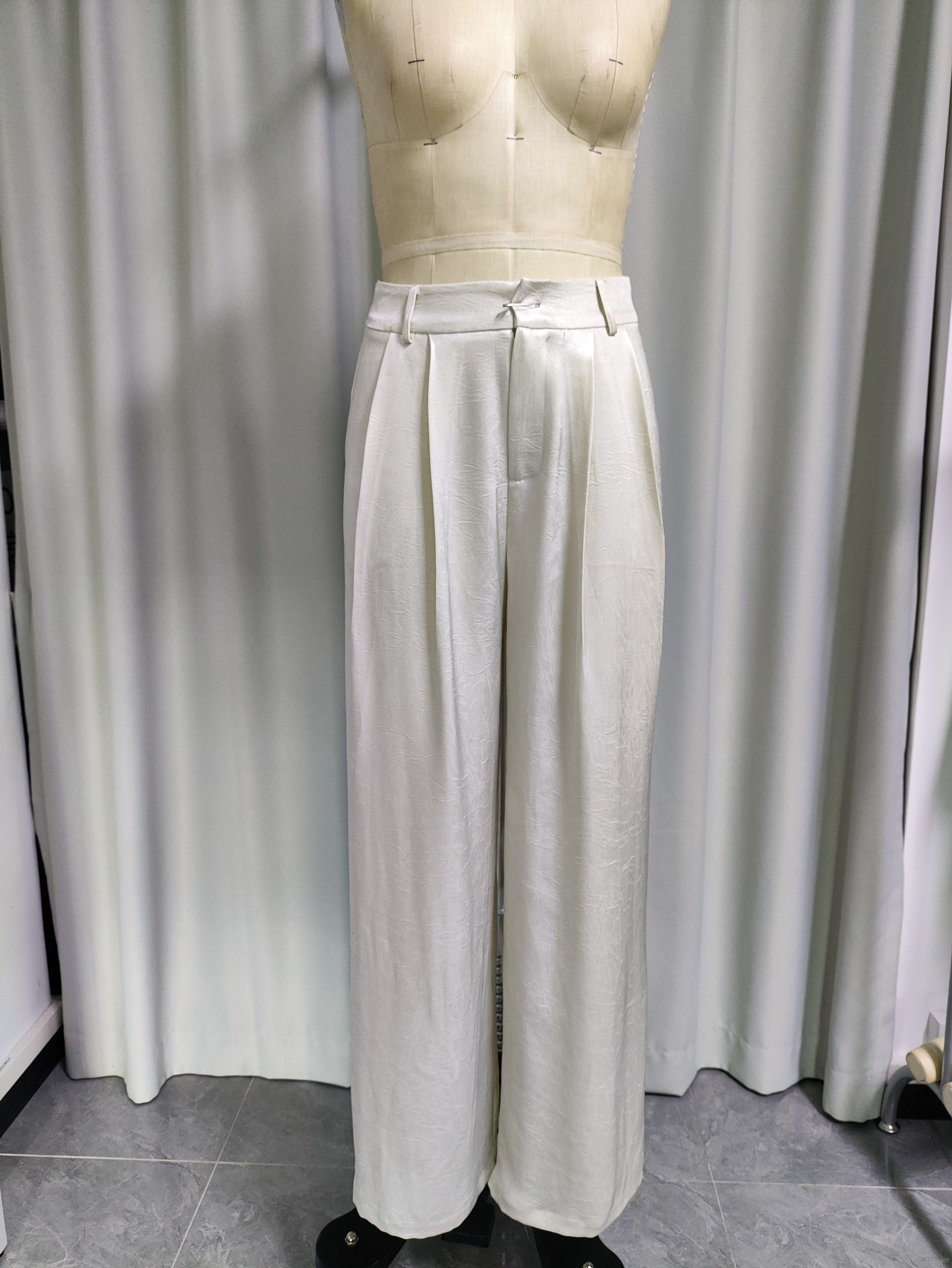 High-Waisted Ivory Wide-Leg Trousers for Women