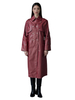 Women's Burgundy Faux Leather Trench Coat with Double - Breasted Design