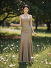 Sparkling Hot-fix Rhinestones Mermaid Evening Gown with Chain-Embellished Straps