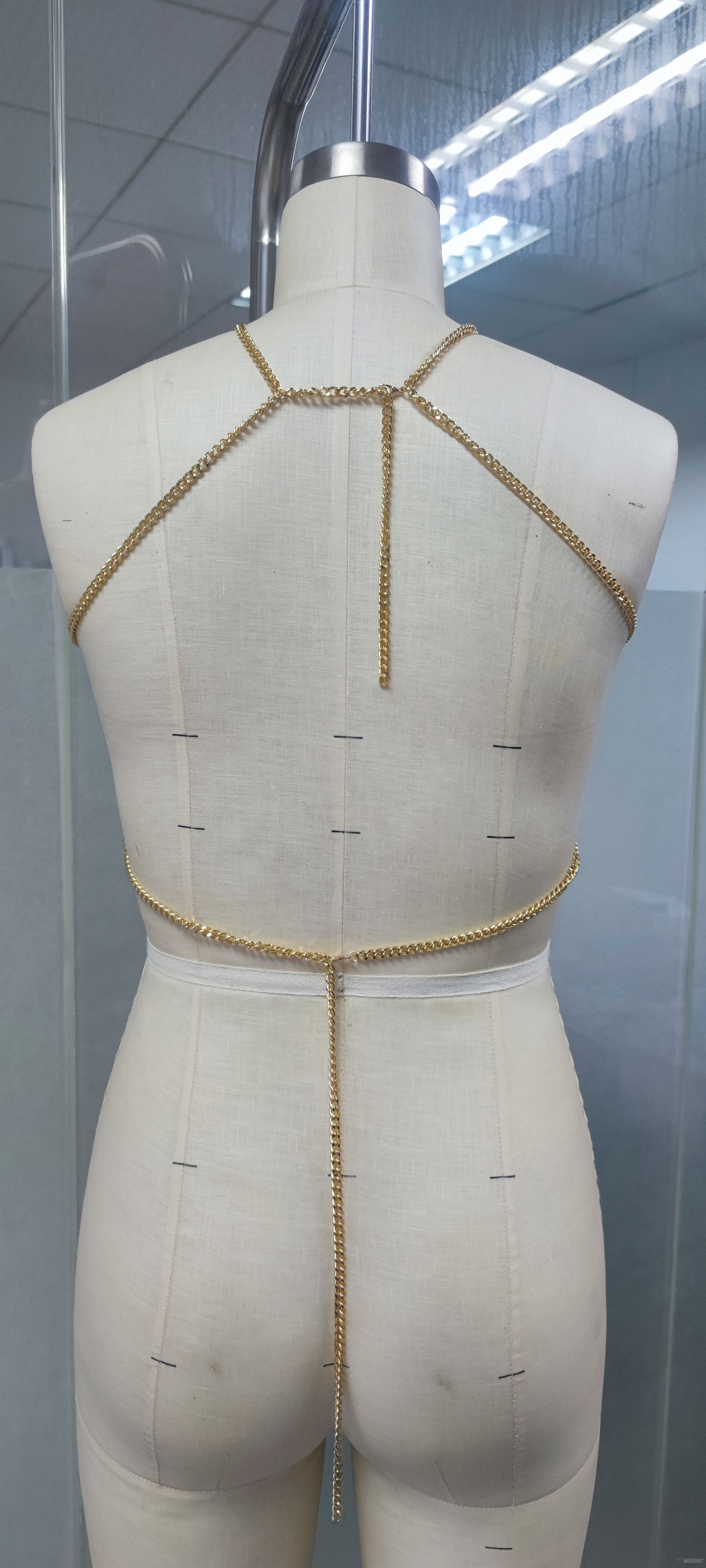 Pearl-Embellished Chain - Strapped Bralette handmade