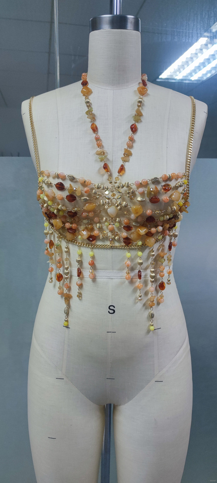 Colorful Beaded Body Chain Crop Top