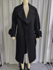 Black Bow-detailed Long Wool Blend Coat for Women