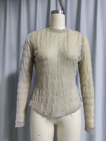 Sparkling Sheer Long-Sleeve Mesh Top for Women