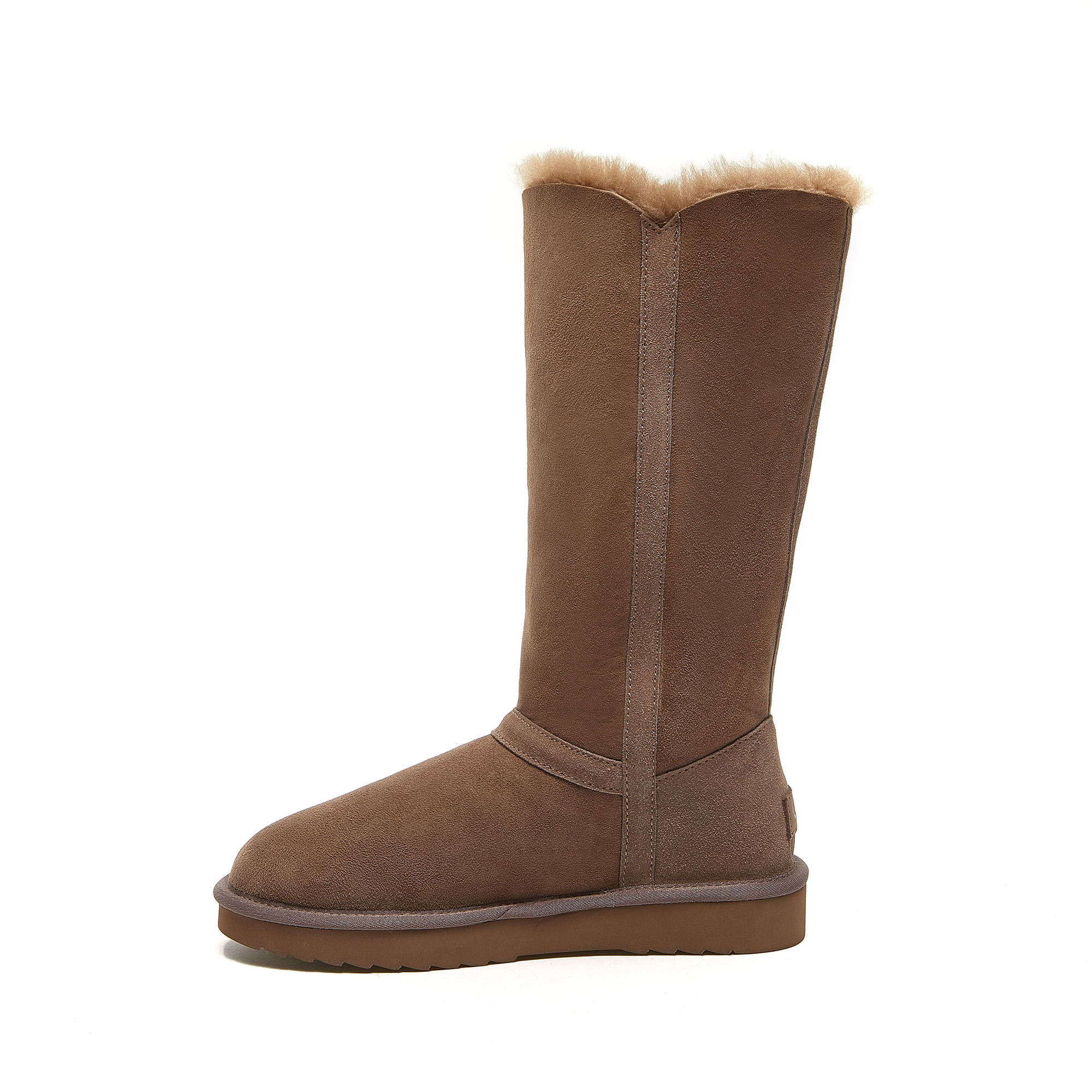 Women's Triple-Button Furry Tall UGG-style DK.KAHKI Boots 