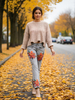 Ladies Jeans with flower printing