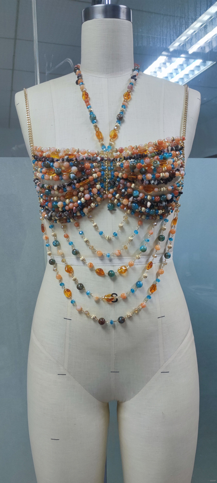 Colorful Beaded Body Chain Crop Top