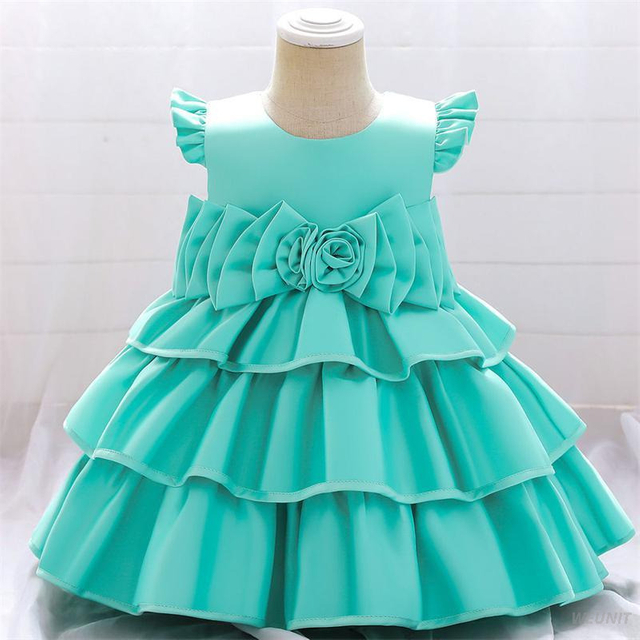 Satin Flower Girl Dress with Gold Bow-Back Elegance